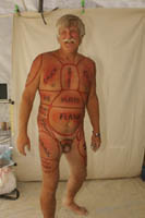 Meat body paint on wizzard at burning man 2006